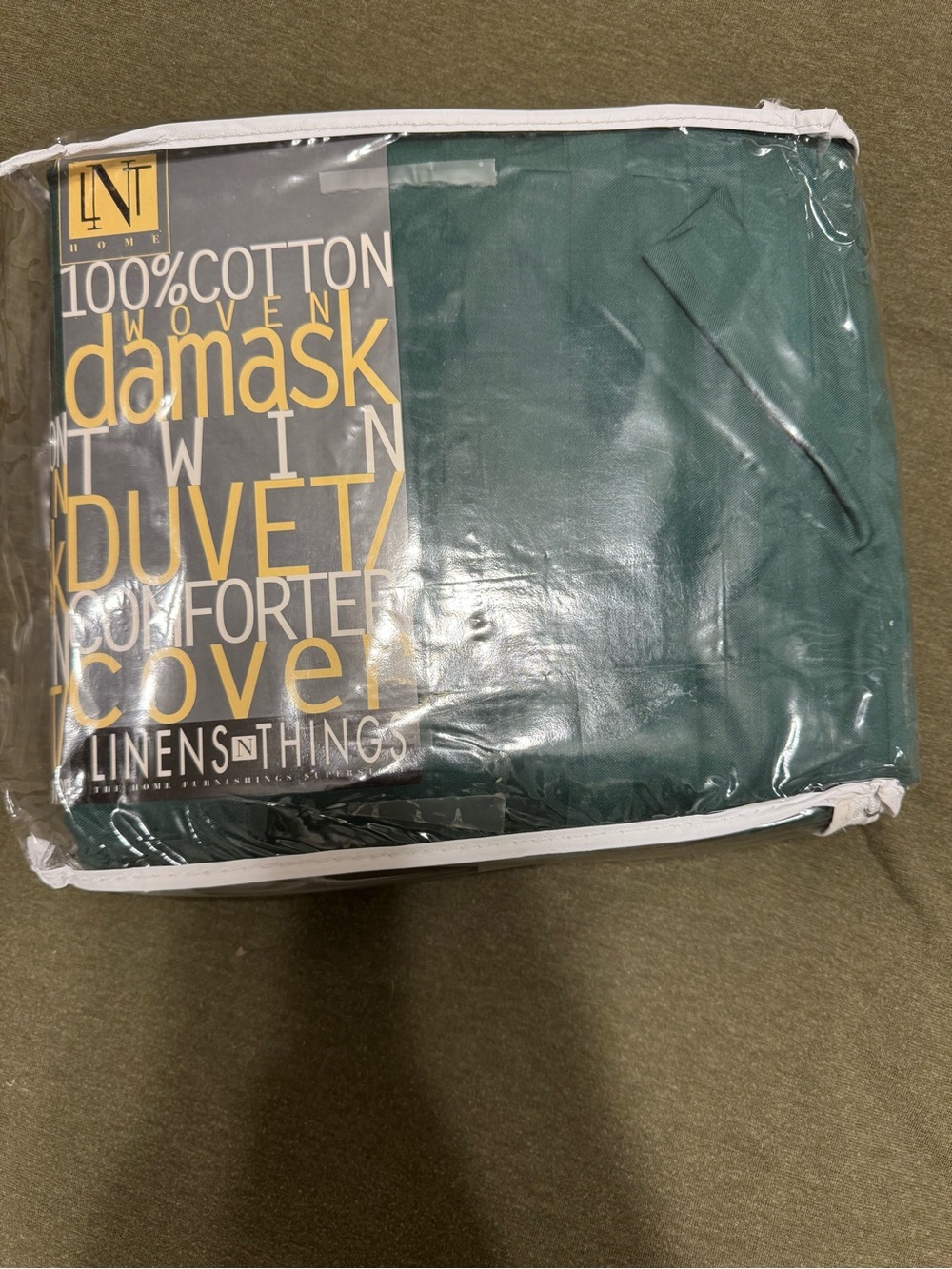 100% Cotton Damask Twin Duvet Cover in Dark Teal